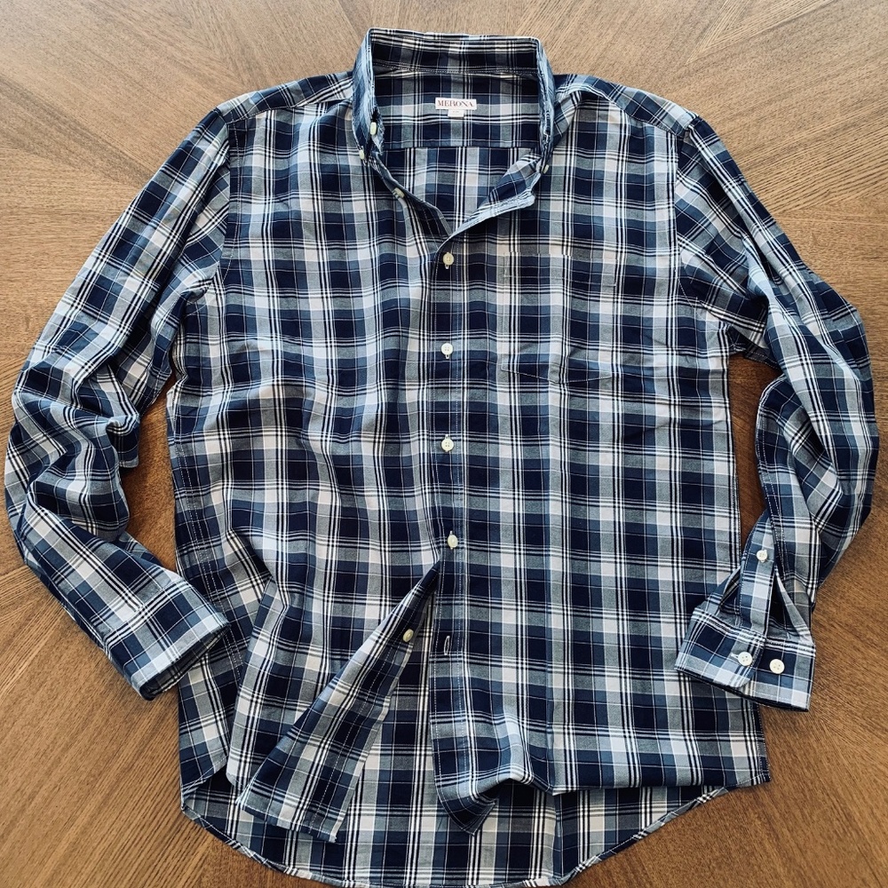 Merona Blue & White Button Down -Size L - NWOT